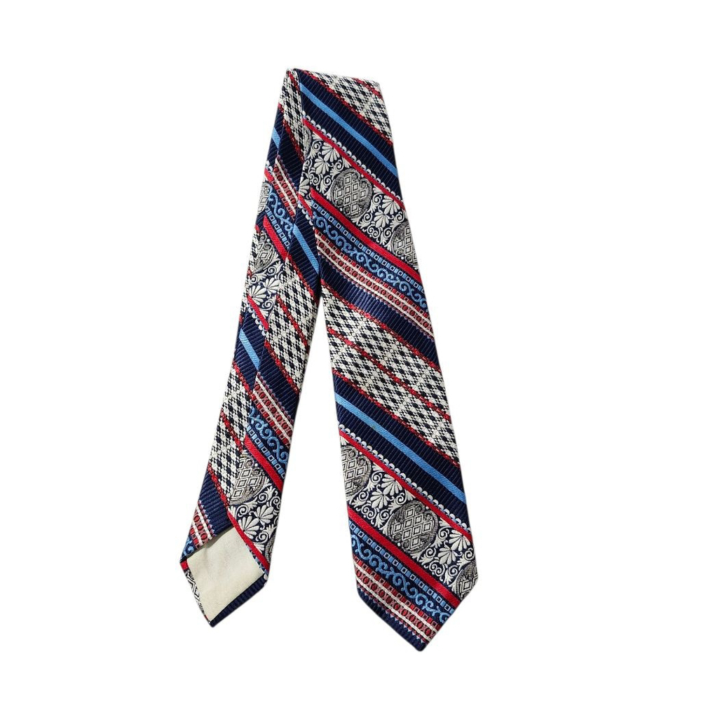 Men's Vintage Retro 1970s Elegant Necktie Patriotic Red White Blue